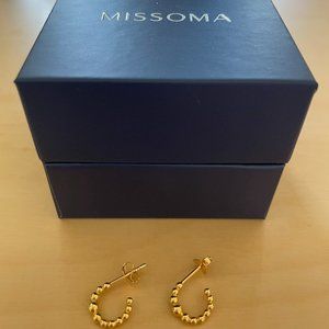 *New* Missoma Gold Beaded Mini Hoop Earrings, 18ct Gold Plated